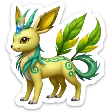  Exotic Ivy Dragonic Feathery Scaly Meloetta-Manectric-Leafeon-Electrike-Jolteon-Zygarde-Renamon-hybrid-fusion-Fakémon-creature, full body sticker
