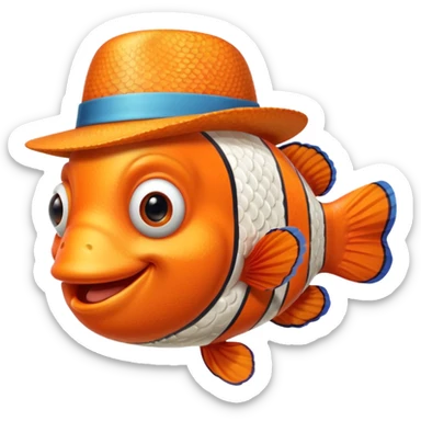 Clownfish with a fedora, smiling sticker