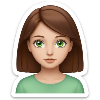 Clean girl whit brown hair and green eyes sticker