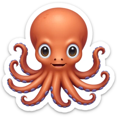 very cute aesthetic octopus with small arms, big shiny eyes, soft pastel colors, charming smile sticker