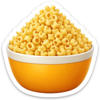 Popcorn and Mac and cheese on a tall bowl sticker