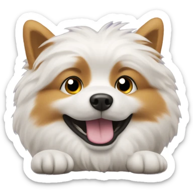 a small spitz lies down and pulls himself up sticker