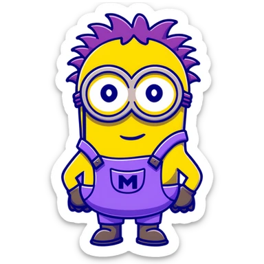 purple minion with spiky hair sticker