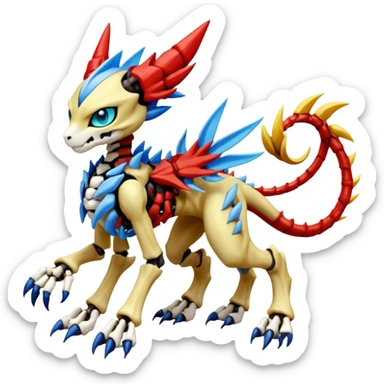 Anthro Digitigrade Cool Badass Skeletal Meloetta-Wargreymon-Renamon-Guilmon-Pokémon-Digimon-Fakémon-fusion-hybrid-creature sticker