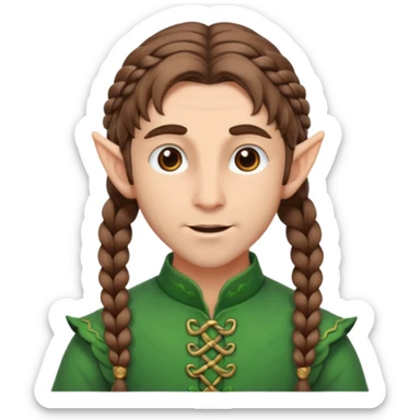 elves with braided brown  hair man sticker