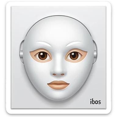 a beauty product box of white mask pack with rounded eyehole sticker