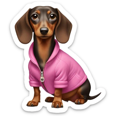 Dachshund wearing pink jacket sticker