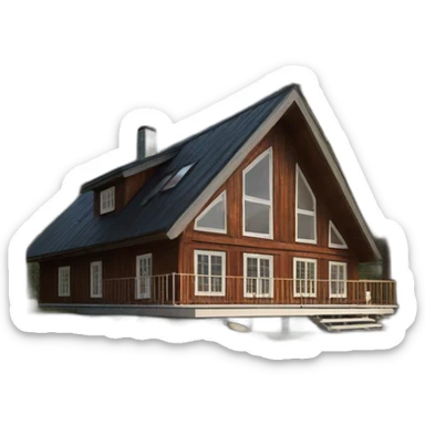iconic scandinavian architecture wood holiday home front sticker