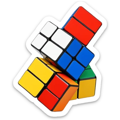 A 3x3 Rubik's Cube with classic colors: yellow, blue, red, green, orange, white, minimalist iOS emoji style sticker