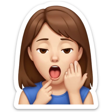 girl with brown hair yawning, looking bored sticker