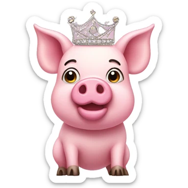 Pink pig in tutu and tiara sticker