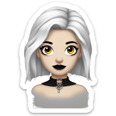 Goth white women with black hair black makeup with tattoos and piercings  sticker