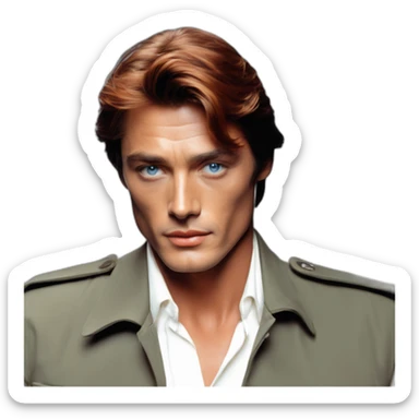 Alain Delon young police blue eyes short red hair sticker