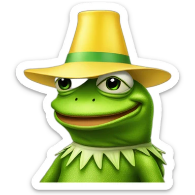 pepe the frog wearing a yellow party hat sticker