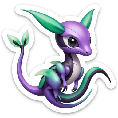 Violet-purple-black-white-gradients Meloetta-Rayquaza-Chatot-Pokémon-Fakémon-creature sticker