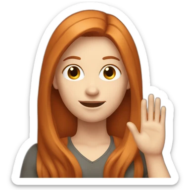redhead white woman with medium long straight hair, waving sticker
