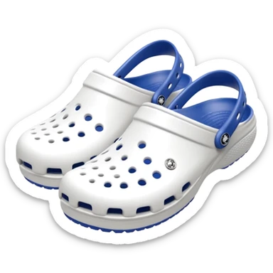 Pure white Crocs clogs, all-white straps and sole, no blue or other colors, matte white material, ventilation holes, dark background, realistic product photo, monochrome white only, no logos. complete white sticker