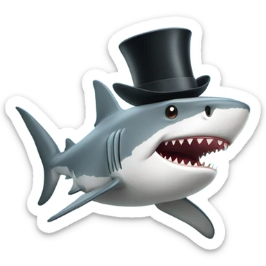Shark with a top hat in the sea sticker