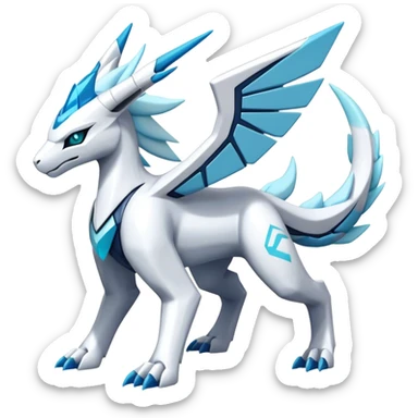 Futuristic Kyurem-reshiram-Glaceon-dialga-suicune-hybrid, full body sticker