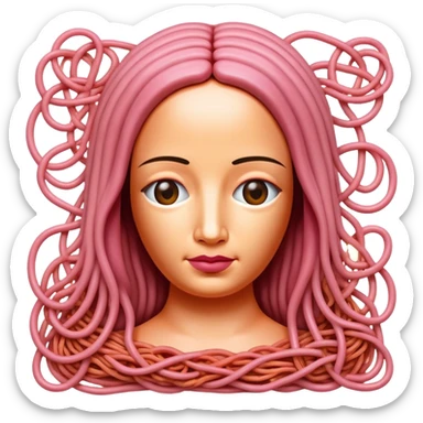monalisa made of SPAM meat melted pink  spaghetti portrait sticker