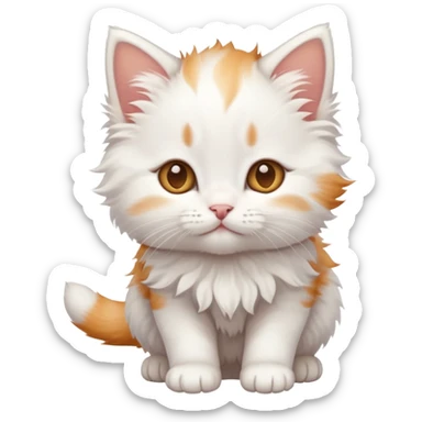 White kitten with some ginger on its head full body photo sticker