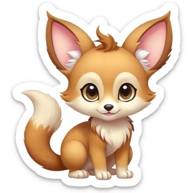 Kawaii bright colorful fantasy ethereal anthro fursona animal with a tufted tail and round ears sticker