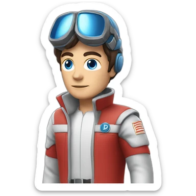 Alain delon blue eyes red space outfit full body sticker