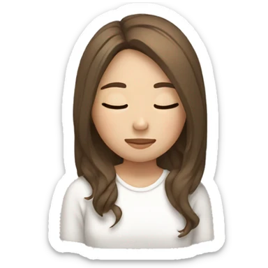 asian girl with brown hair and highlights sleeping sticker