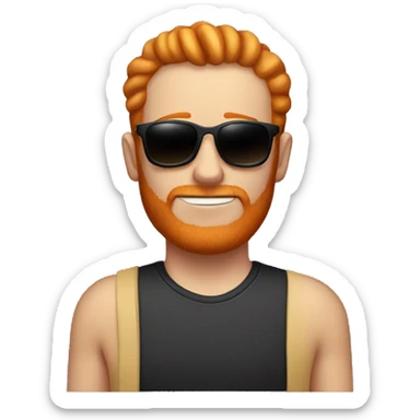 ginger man with little facial hear and sunglasses, should have little hair.should be middle aged sticker