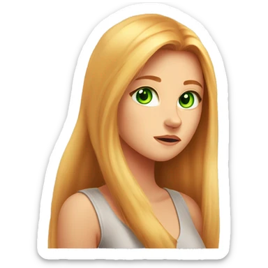 Draw a beautiful girl with long blonde hair. She has green eyes. A red-haired, arrogant cat is sitting on her shoulder. He is very nasty and wants to run away sticker