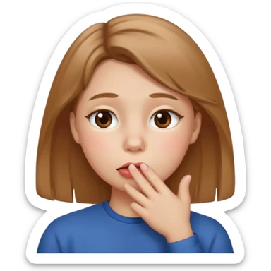 Hand over mouth with blushed cheeks sticker