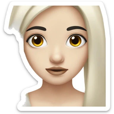 Pale girl with black hair and an eyebrow piercing sticker