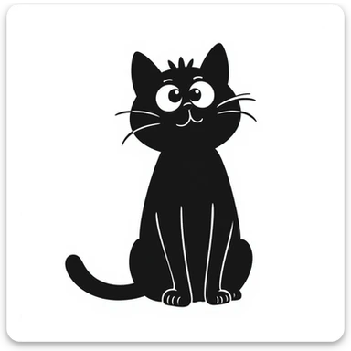 hand-drawn doodle of a cat in black ink sticker