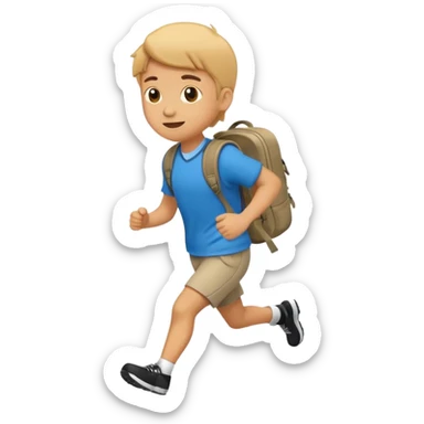 An emoji of a running schoolboy with a backpack, in a simplified, vector-like style similar to common emojis. Focus on clear silhouette and dynamic pose. sticker