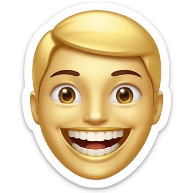 personnage avec un grand sourire, dents en or qui brillent sticker