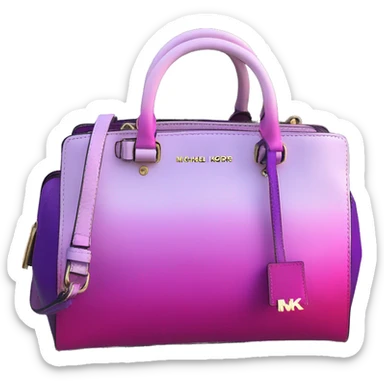 Realistic bright magenta to purple ombre Michael kors satchel purse. sticker