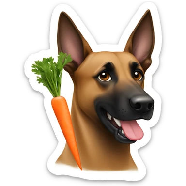 Belgian Malinois eating carrot sticker