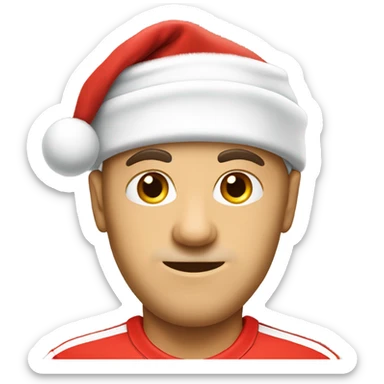 Tennis player wearing Santa hat Caucasian sticker