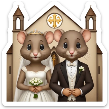 2 catholic rats getting married in a church sticker