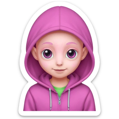 Aliens Pink, hoodie, cute big eyes, glass, thin ears, half body sticker