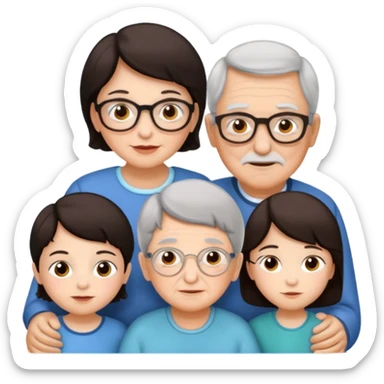 All white grandma and grandpa with 2 girls and 2 boys. The kids should have dark hair sticker