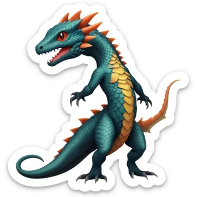 lush warm-colored Fakémon-Trico-Drakeon-Salandit-creature (full body) sticker