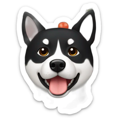 blackshiba with tomato on its head sticker