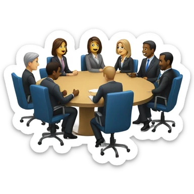 business people sitting at a round table  side view sticker
