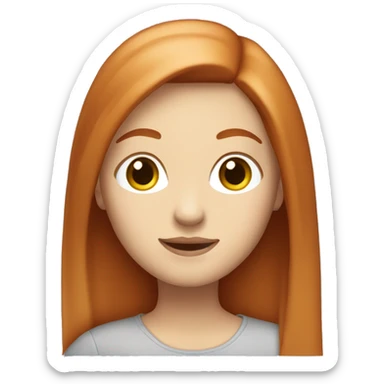 redhead white woman medium long straight hair, hug sticker