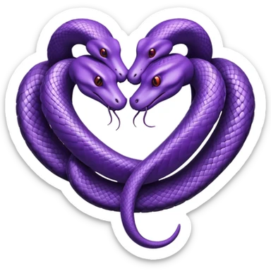 Two purple snakes making a heart sticker
