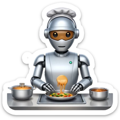 obot chef preparing a gourmet meal in a futuristic kitchen sticker