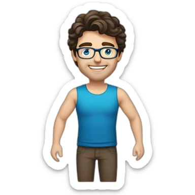 Handsome-Caucasian-man-dark-brown-wavy-hair-blue-eyes-glasses-middle-age--and-- sticker