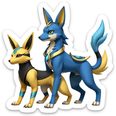 Zeraora-Anubis-Lucario-Umbreon-Renamon-hybrid-fusion sticker