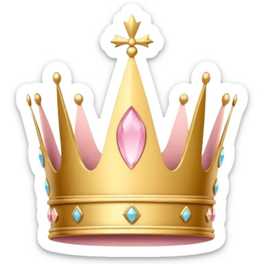 A luxurious golden crown with light pink accents and elegant details, featuring a prominent empty space  sticker
